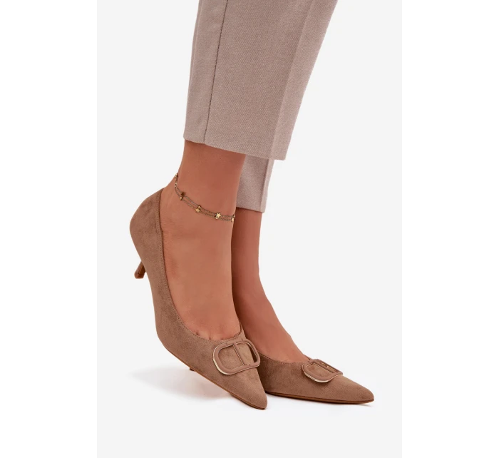 Dámské lodičky s ozdobným detailem tmavě béžové model 21752731 - Boto