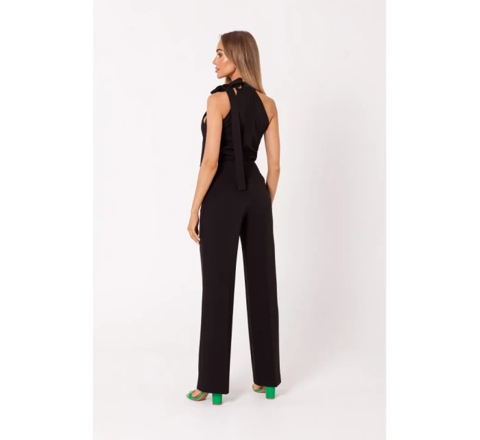 model 18383617 Kombinéza s výstřihem a vázáním černá - Moe