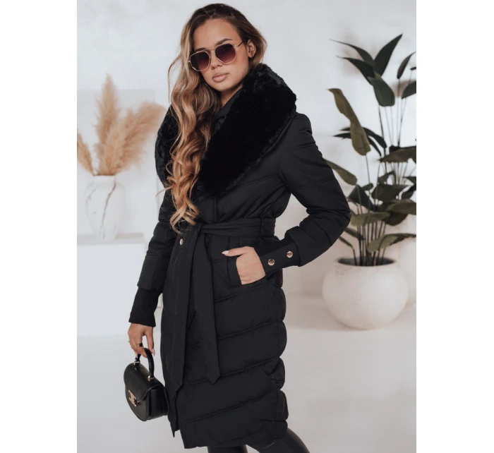 Dámská prošívaná zimní bunda s kožešinou černá Dstreet model 21991246 - FashionStreet