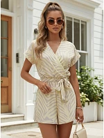 Dámský letní overal se zavazováním v pase žlutý FashionStreet EY2647
