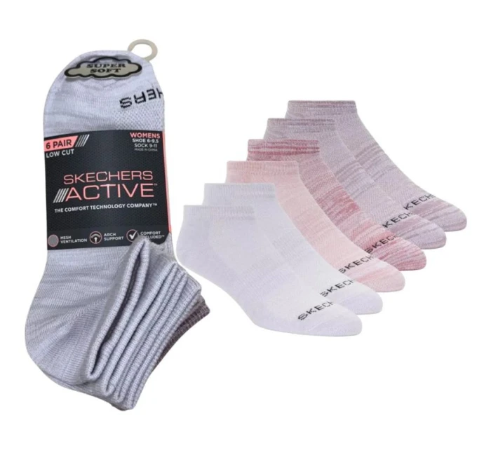 Skechers 6ks dámských ponožek s nízkým střihem S108498-PNK Pink 36-40 Skechers 6ks dámských ponožek s nízkým střihem S108498-PNK Pink 36-40