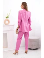 Elegantní souprava saka a kalhot tmavě růžová