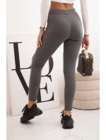 Dámské bavlněné kalhoty s oděvy a gumou v pase grafitové Dámské bavlněné kalhoty s oděvy a gumou v pase grafitové