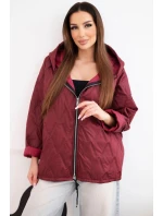 Dámská jarní prošívaná bunda s kapucí a zipem švestková