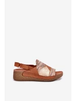 Dámské Kožené Sandály Na Klínku S  Hnědé model 21702012 - Maciejka