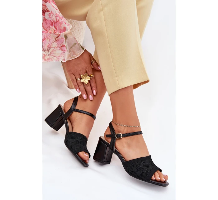 Dámské Sandály Na Podpatku Černé Sarena
