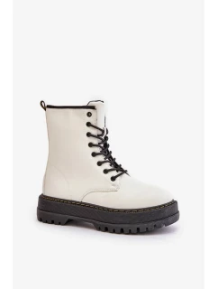 Zateplené Kotníkové Boty z Eko Kůže Na Zip Bílé Naleli