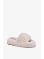 Dámské pantofle s kožíškem Biella – světle béžové