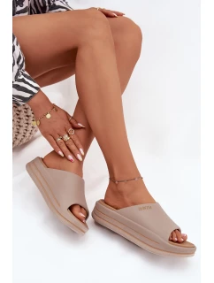 Dámské pantofle na platformě Big Star – tmavě béžové