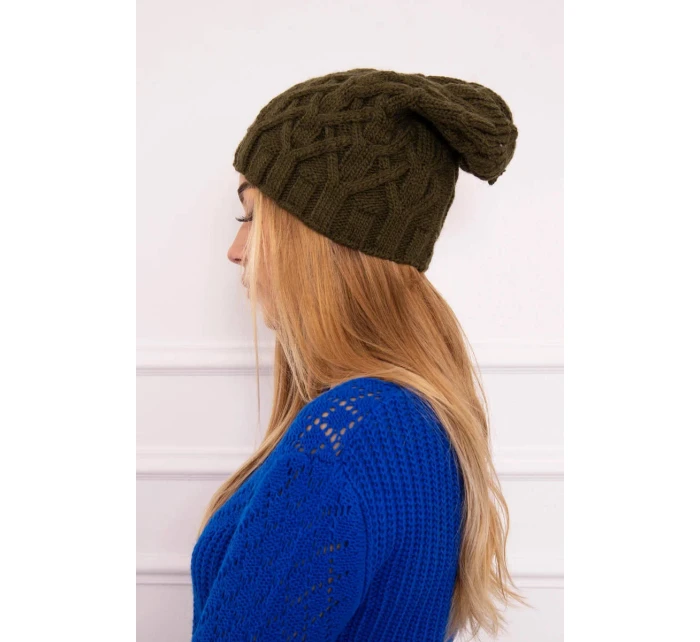 Fleecová čepice Sonia model 18749895 khaki - K-Fashion Fleecová čepice Sonia model 18749895 khaki - K-Fashion