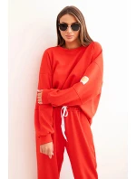 Dámský komplet máslový s volnou mikinou a kalhotami s nápisem LOVE červený Dámský komplet máslový s volnou mikinou a kalhotami s nápisem LOVE červený