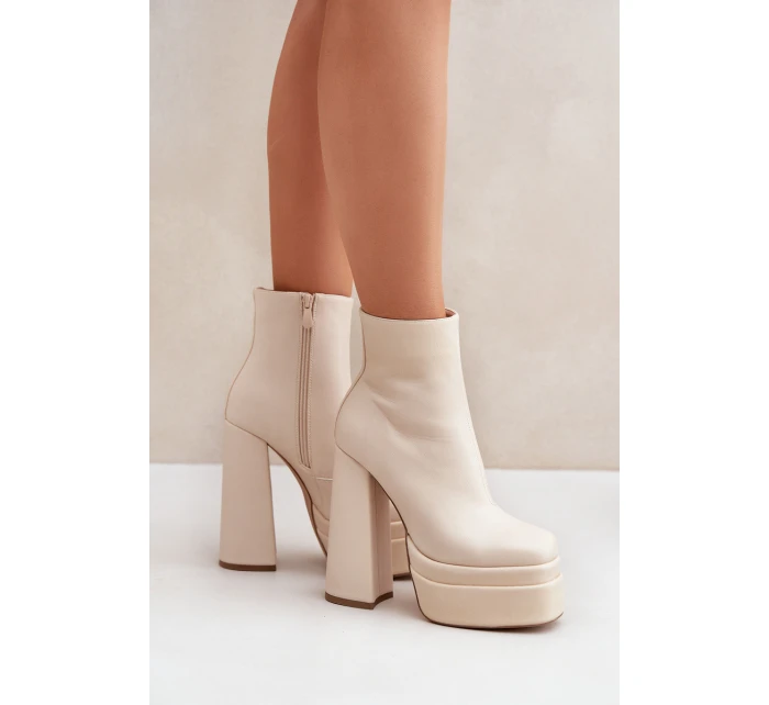 Boty Na Masivní Platformě A Podpatku Zateplené Světle Béžové Selahra Boty Na Masivní Platformě A Podpatku Zateplené Světle Béžové Selahra