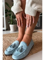 Dámské mokasíny s plochou podrážkou a třásněmi, modré Marilisse Dámské mokasíny s plochou podrážkou a třásněmi, modré Marilisse