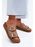 Kožené pantofle s pásky Maciejka P7537-04 Béžové