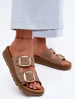 Kožené pantofle s pásky Maciejka P7537-04 Béžové