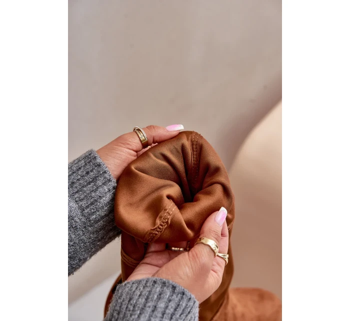 Kozačky na plochém podpatku nad kolena z eko semiše Camel Linnithia