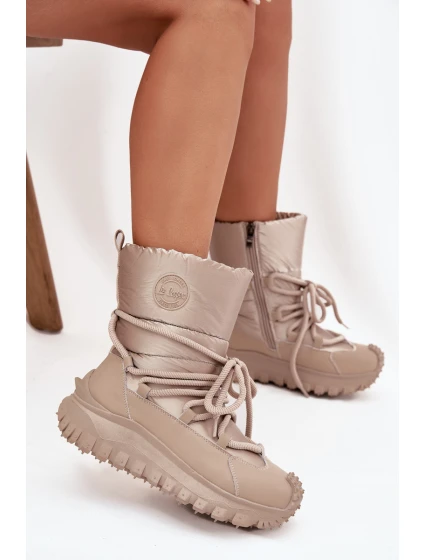 Dámské kožené sněhule na platformě Lee Cooper – béžovo-zlaté Dámské kožené sněhule na platformě Lee Cooper – béžovo-zlaté