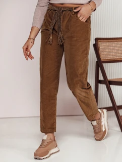 Dámské manšestrové kalhoty SOFTYLA v pruhované velbloudí barvě FashionStreet UY2279