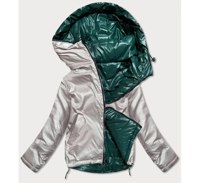 Zelená/béžová dámská oboustranná bunda (BH-2204BIG)