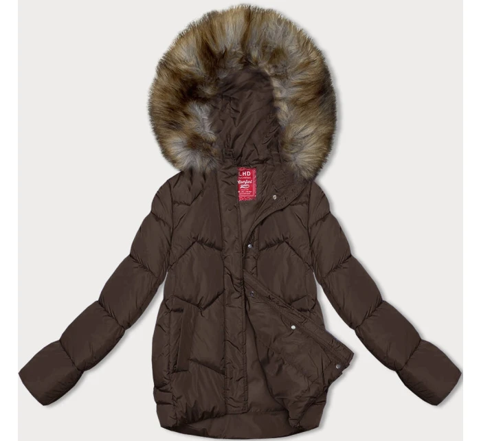 Hnědá bunda pro přechodné období s kapucí (LHD-23002)