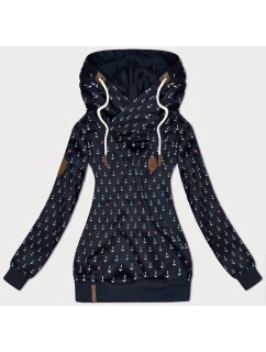 Tmavě modrá vzorovaná dámská mikina model 21310484 - 6&8 Fashion