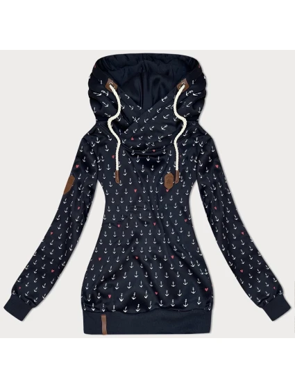 Tmavě modrá vzorovaná dámská mikina model 21310484 - 6&8 Fashion