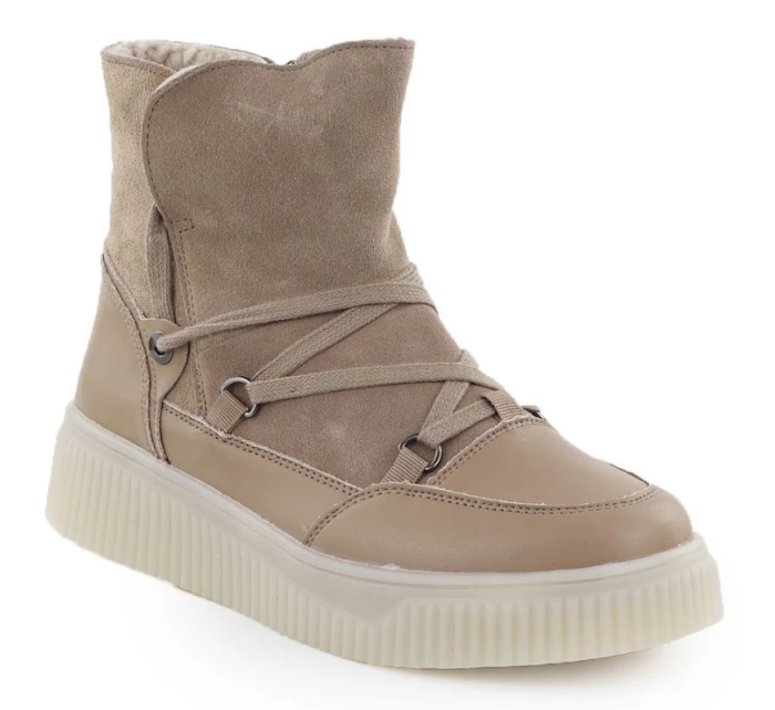 Dámské béžové kožené boty Filippo DBT7162