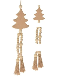 DEKORATIVNÍ PŘÍVĚSEK BOHO EKO PŘÍRODA DŘEVĚNÝ VÁNOČNÍ STROMEK