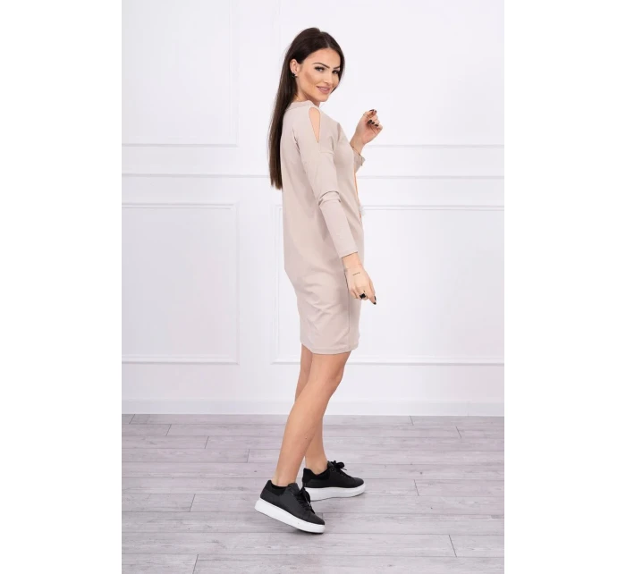 Šaty s 3D grafikou, béžová krajka