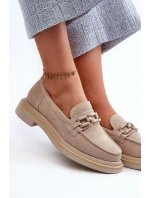 Semišové dámské mokasíny model 21660160 Béžová - S.Barski