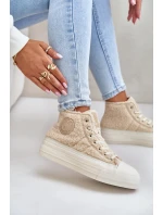 Zateplené Dámské Tenisky S Kožíškem Big Star Béžové model 21675253 - Big Star Shoes Zateplené Dámské Tenisky S Kožíškem Big Star Béžové model 21675253 - Big Star Shoes