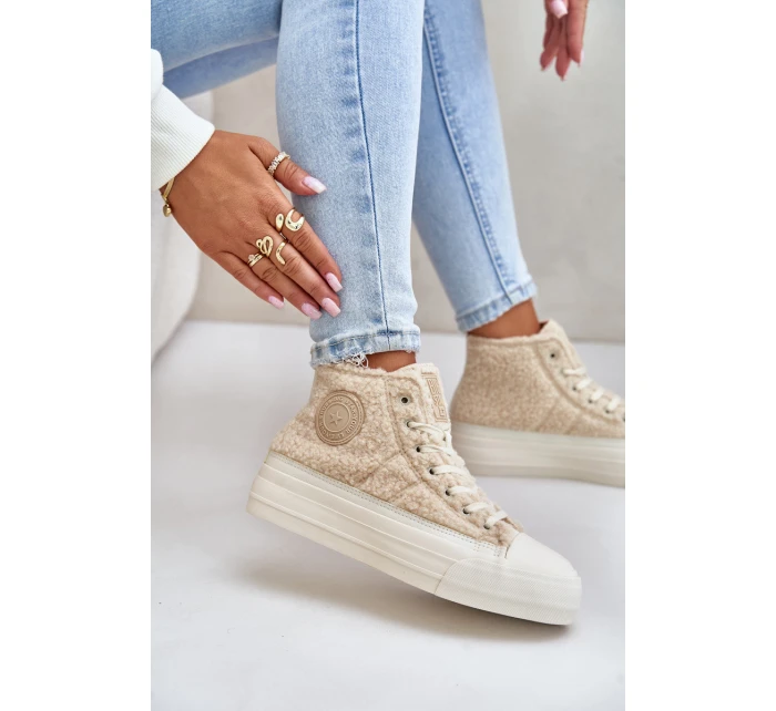 Zateplené Dámské Tenisky S Kožíškem Big Star Béžové model 21675253 - Big Star Shoes Zateplené Dámské Tenisky S Kožíškem Big Star Béžové model 21675253 - Big Star Shoes