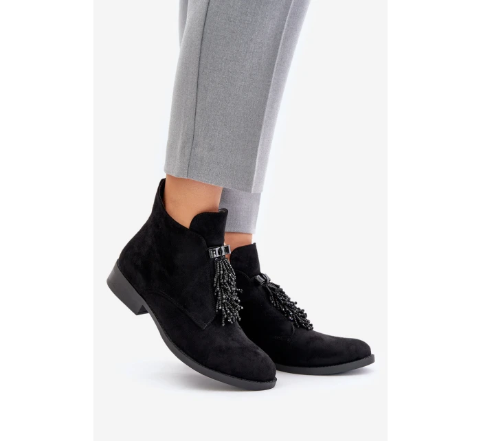 Zateplené Nízké Boty S Dekorací Na Zip Černé S.Barski HY42-715