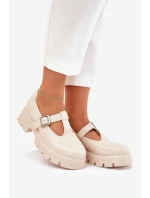 Dámské Polobotky S Přezkou Na Platformě A Plochém Podpatku Béžové model 21690535 - Boto