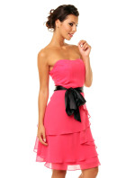 Společenské šaty korzetové značkové MAYAADI s mašlí a sukní s volány růžové - Růžová - MAYAADI