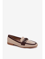 Dámské mokasíny Loafersy H8-515 hnědo-bežové -  Evelora