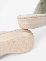 Originální Jasnobeżowy nazouváky dámské na plochém podpatku Originální Jasnobeżowy nazouváky dámské na plochém podpatku