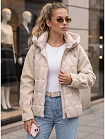 Kurtka damska zimowa pikowana z kapturem beżowa model 22350687 - FashionStreet Kurtka damska zimowa pikowana z kapturem beżowa model 22350687 - FashionStreet