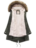 Dámská zimní bunda parka v army barvě s odepínací podšívkou a kapucí (7626BIG) Dámská zimní bunda parka v army barvě s odepínací podšívkou a kapucí (7626BIG)