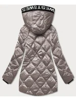 Béžová dámská bunda s ozdobnou lemovkou (B8113-12)