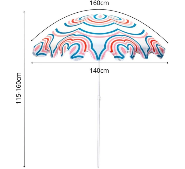 PLÁŽOVÝ A ZAHRADNÍ SLUNEČNÍK 160 CM PRUHOVANÝ MODRÝ A RŮŽOVÝ PLÁŽOVÝ A ZAHRADNÍ SLUNEČNÍK 160 CM PRUHOVANÝ MODRÝ A RŮŽOVÝ