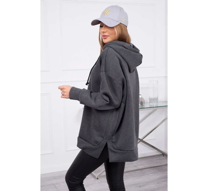 Zateplená mikina se zipem na boku grafitová