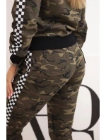 Dámská souprava s kapucí a maskáčovým potiskem khaki + ecru