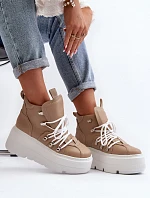 Zazoo 3416 Kožené Dámské Sportovní Boty Beige