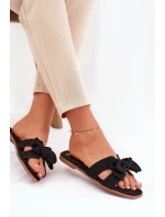 Ploché Dámské Pantofle S Mašlí Černé Tobin