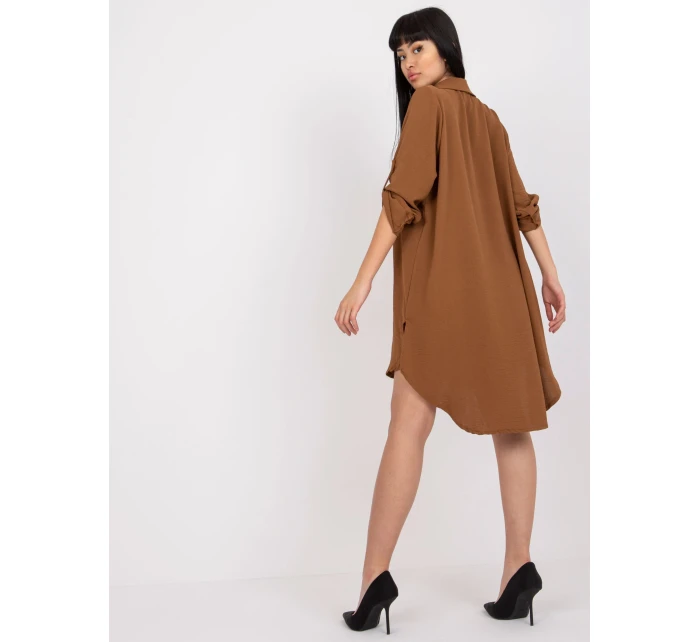 Sukienka DHJ SK model 21127056 brązowy - FPrice Sukienka DHJ SK model 21127056 brązowy - FPrice