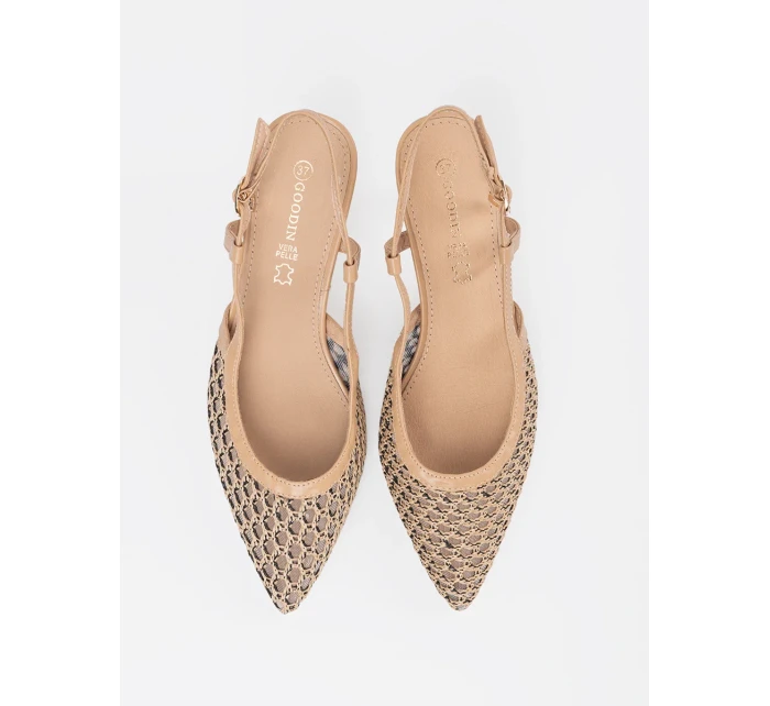 Luxusní hnědé  lodičky dámské na širokém podpatku