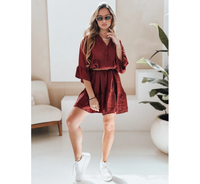 Letní mušelínové šaty LYVONNE vínové FashionStreet EY2614