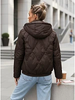 Kurtka damska przejściowa pikowana z kapturem brązowa model 22102049 - FashionStreet Kurtka damska przejściowa pikowana z kapturem brązowa model 22102049 - FashionStreet