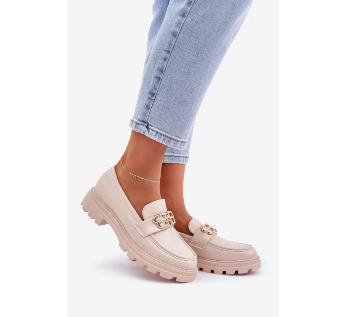 Dámské Mokasíny Se Zlatým Detalem Béžové model 21683267 - Boto